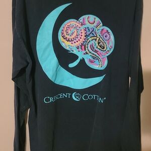 Comfort Colors Black Long Sleeve Shirt with Blue Logo Size XL